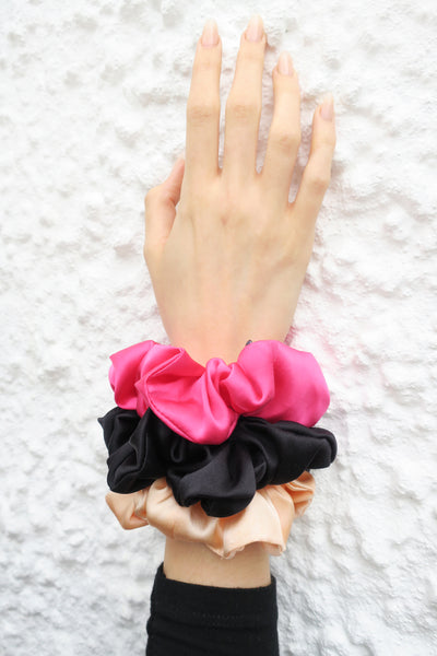 Satin Silk Hair Scrunchies - Set of Three