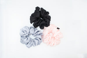 Satin Silk Hair Scrunchies - Set of Three