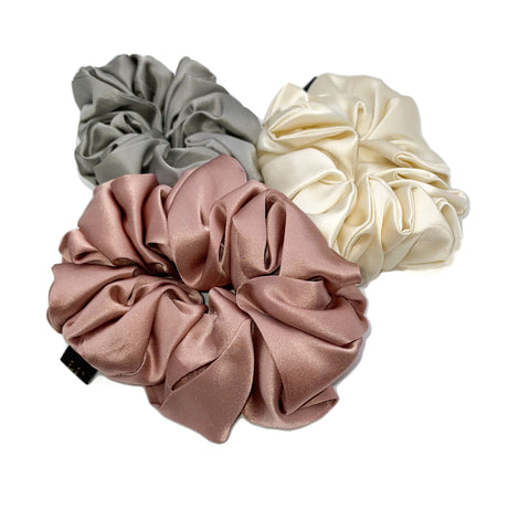 Satin Silk Hair Scrunchies - Set of Three